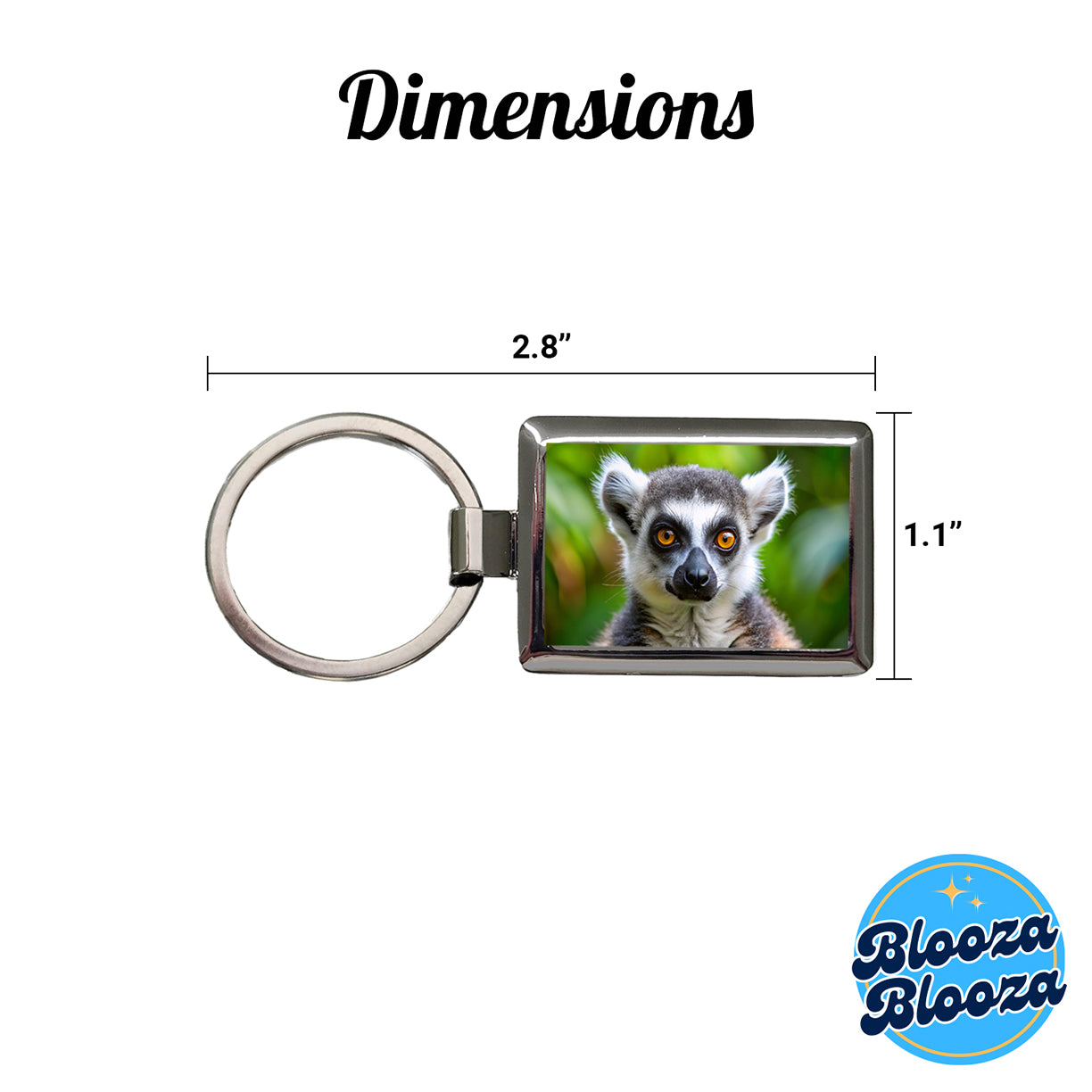 Ring-Tailed Lemur Rectangle Metal Keychain