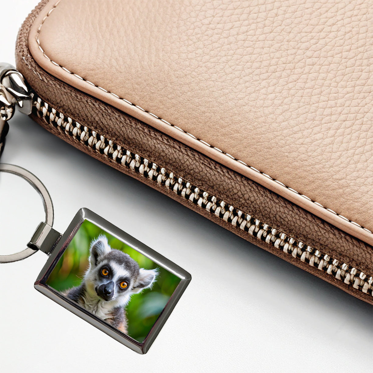 Ring-Tailed Lemur Rectangle Metal Keychain