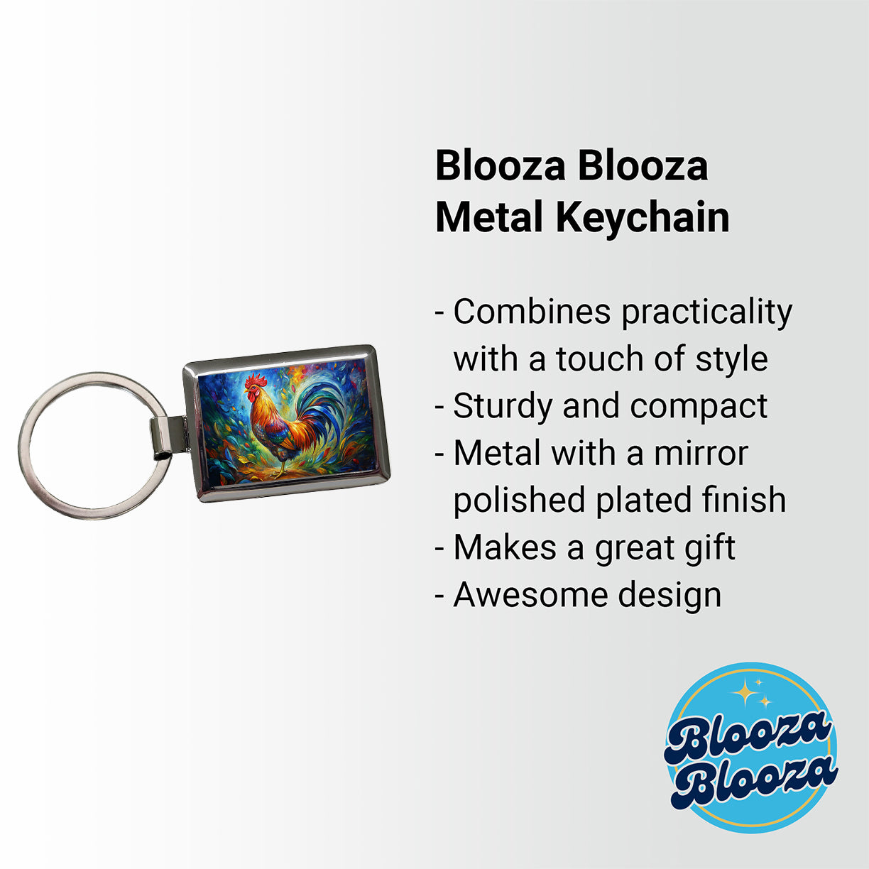 Rooster Abstract Art Rectangle Metal Keychain