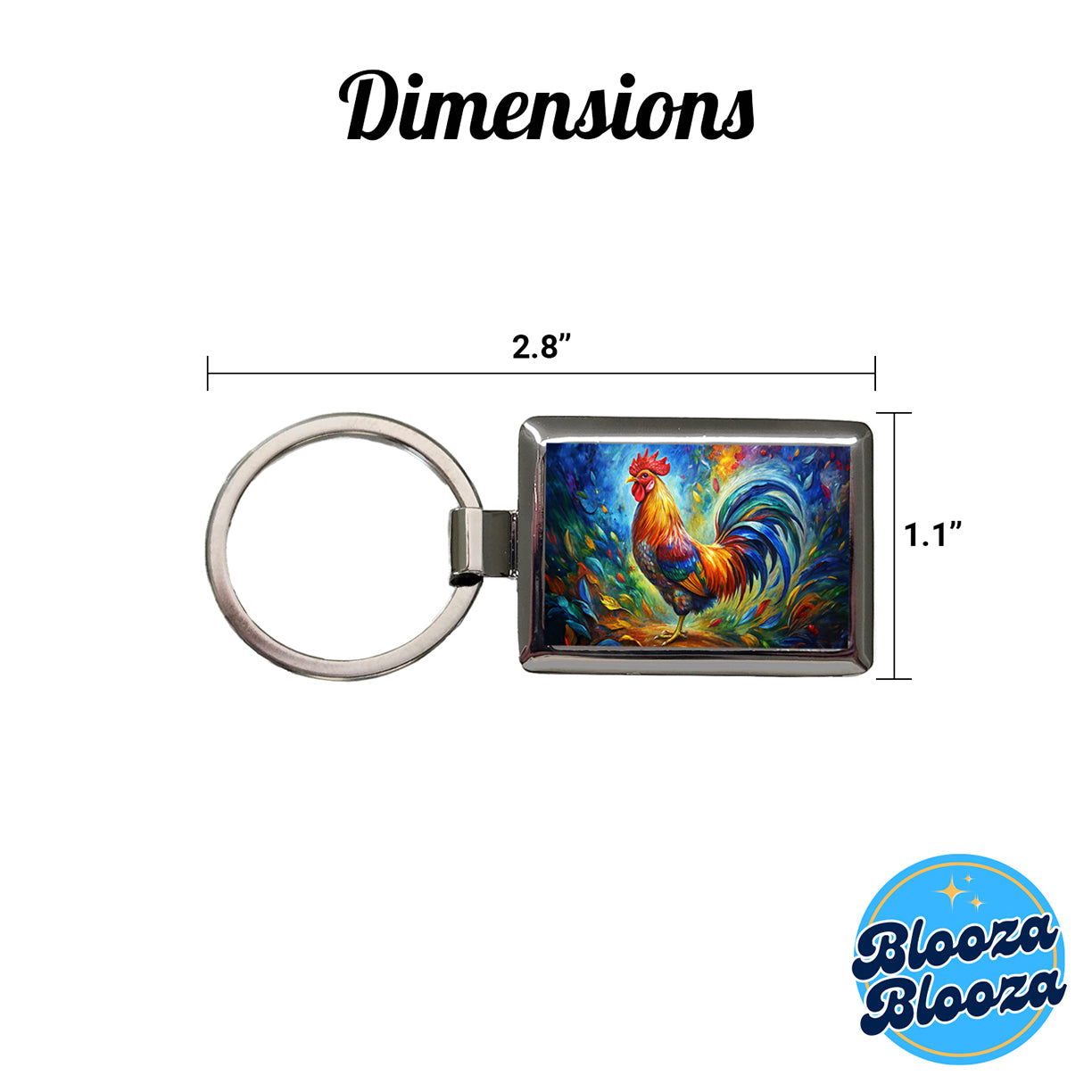 Rooster Abstract Art Rectangle Metal Keychain