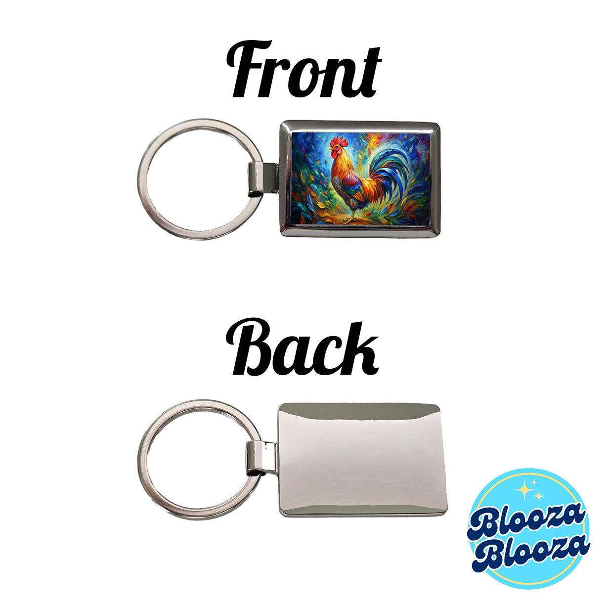 Rooster Abstract Art Rectangle Metal Keychain