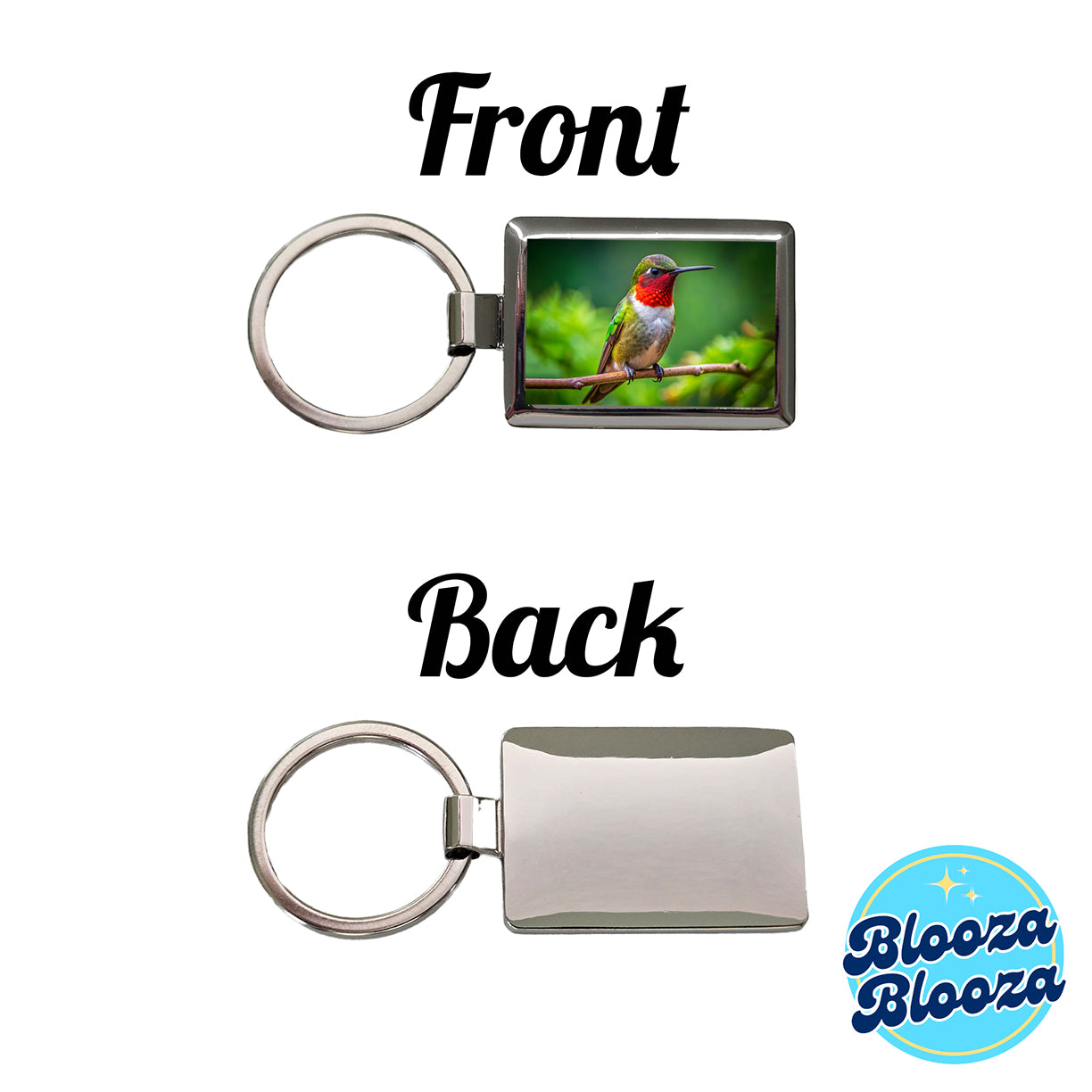 Ruby Throated Hummingbird Backyard Bird Rectangle Metal Keychain