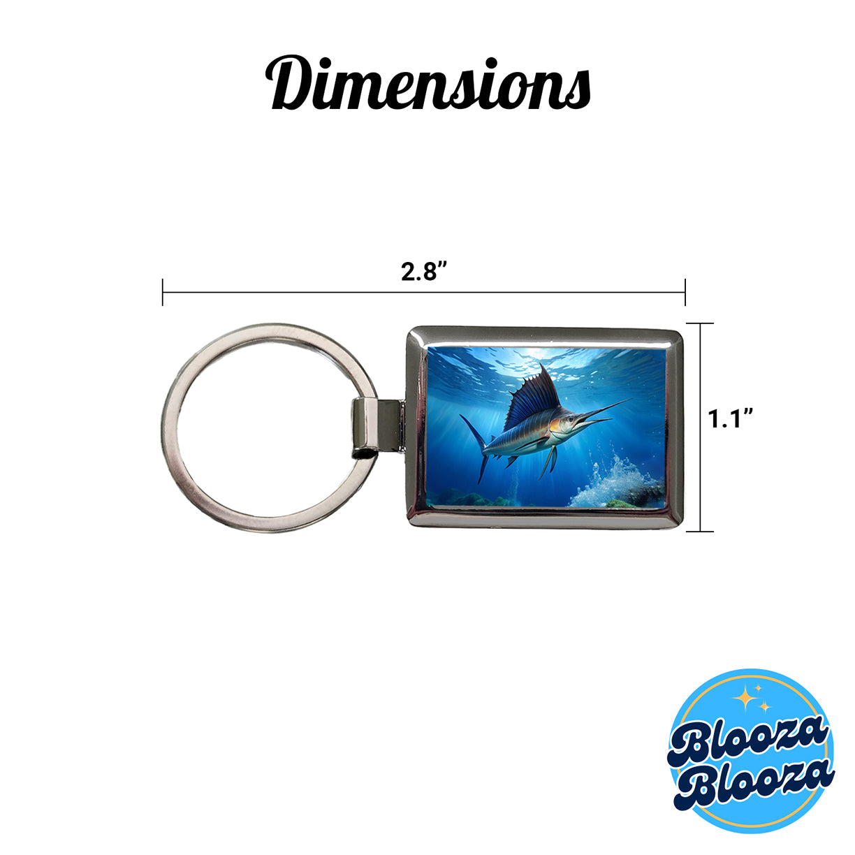 Sailfish Rectangle Metal Keychain