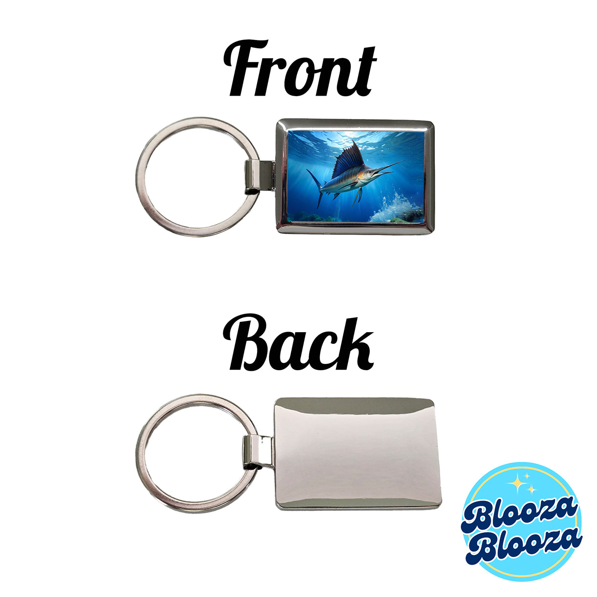 Sailfish Rectangle Metal Keychain
