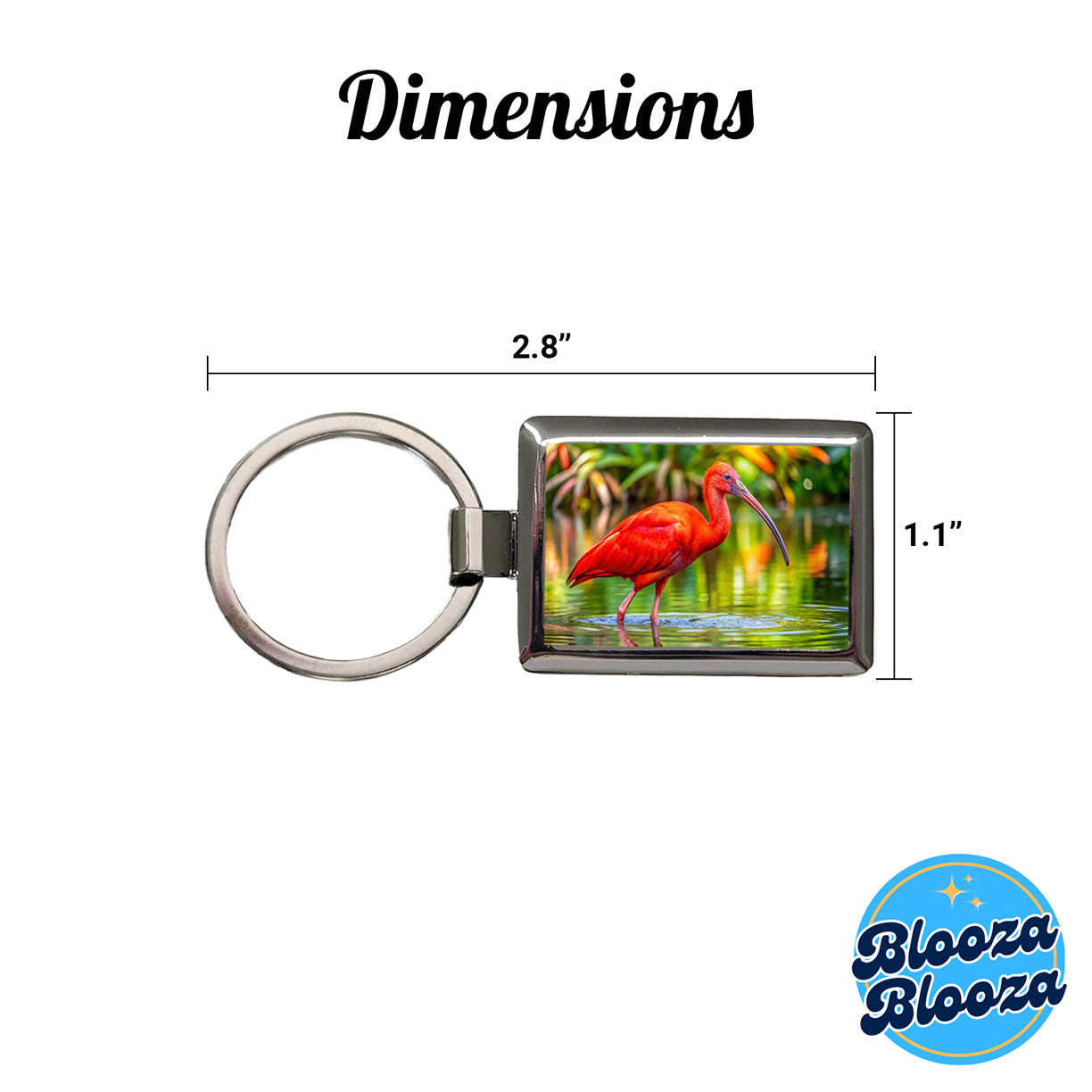 Scarlet Red Ibis Tropical Bird Rectangle Metal Keychain