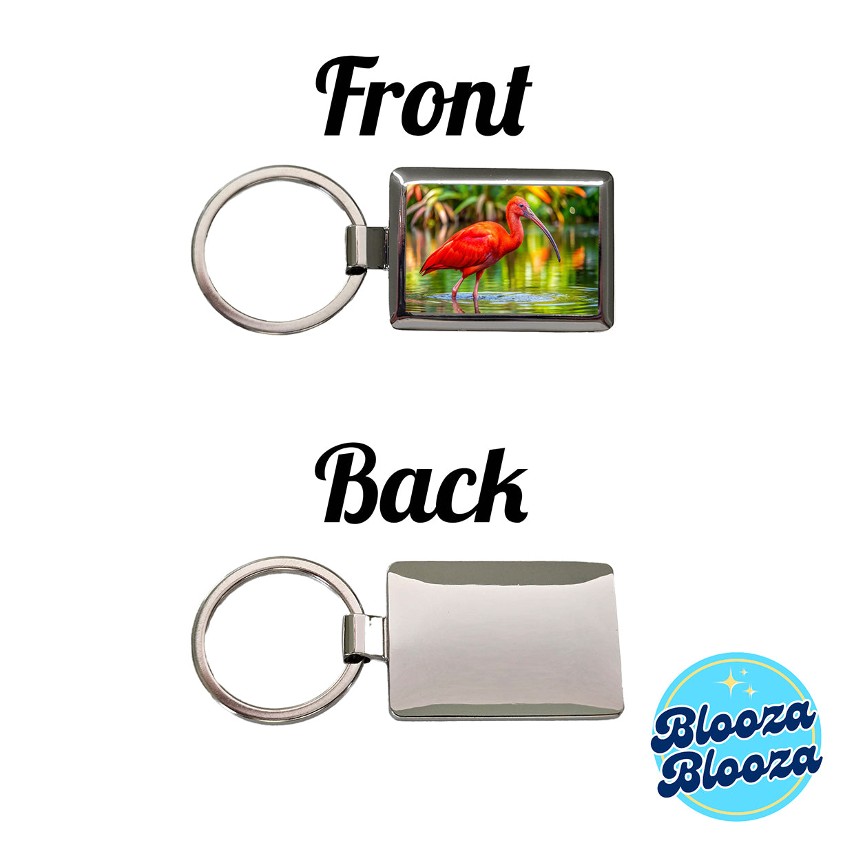 Scarlet Red Ibis Tropical Bird Rectangle Metal Keychain