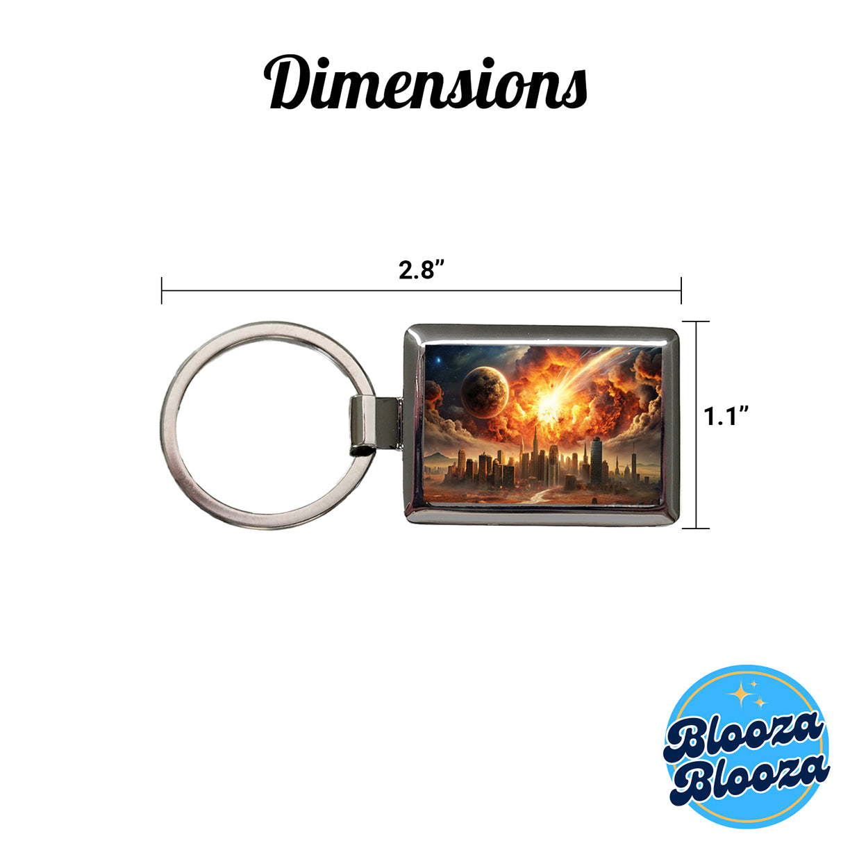 Sci-fi Doomsday End of the World Explosion Rectangle Metal Keychain