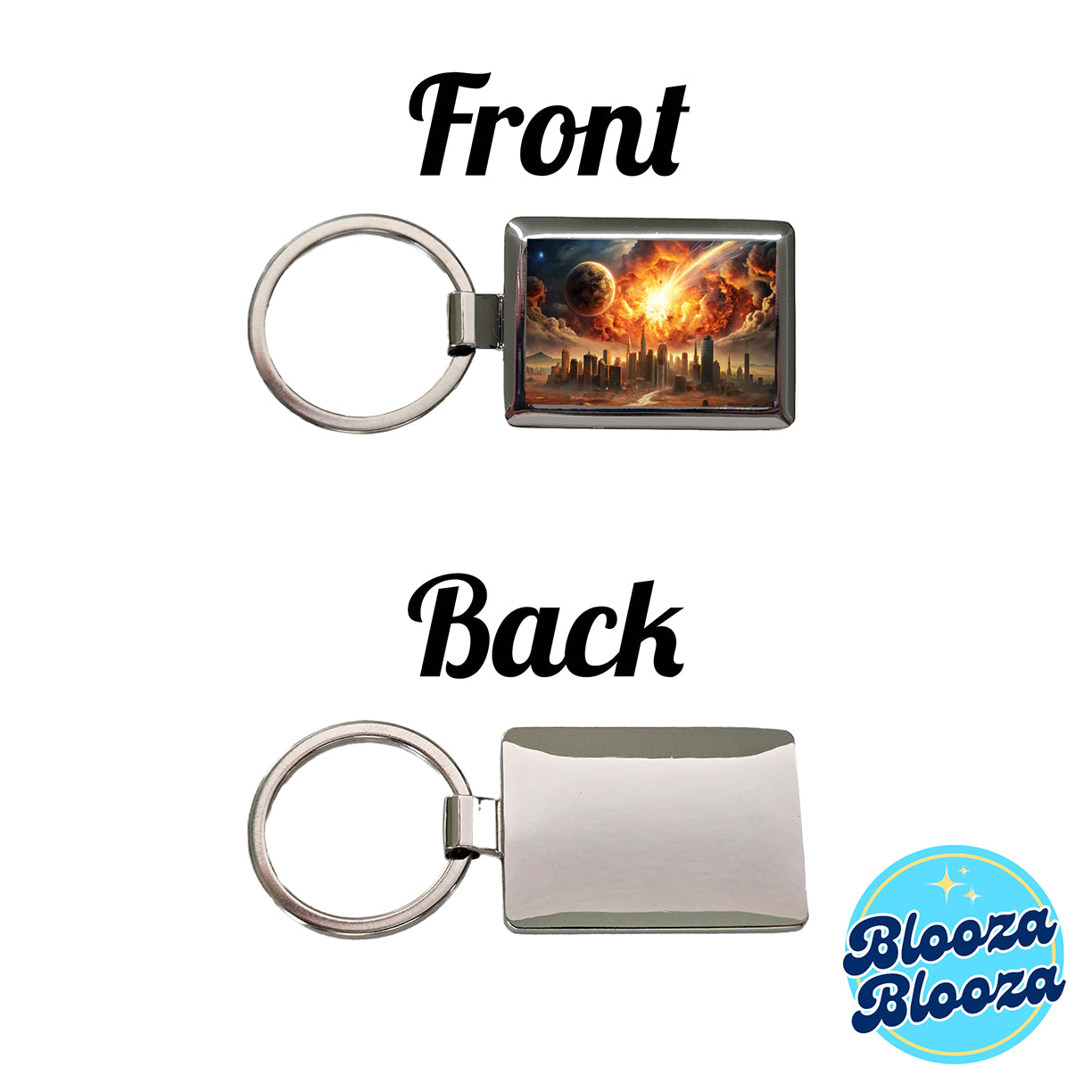 Sci-fi Doomsday End of the World Explosion Rectangle Metal Keychain