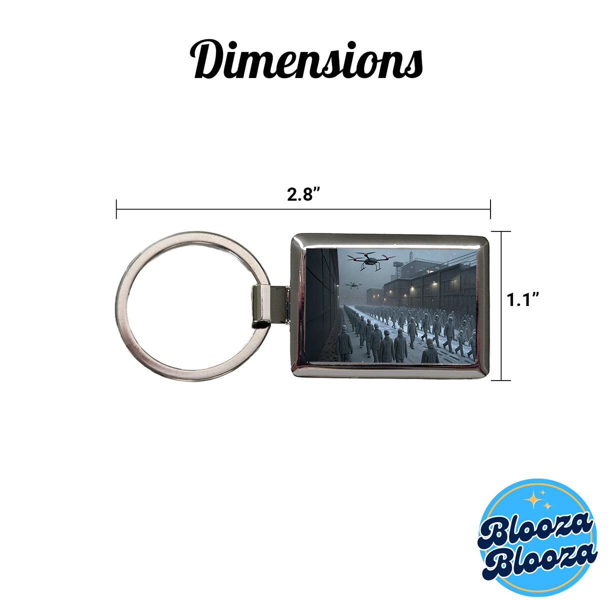 Sci-fi Futuristic Dystopian Society of Mindless Drones Rectangle Metal Keychain