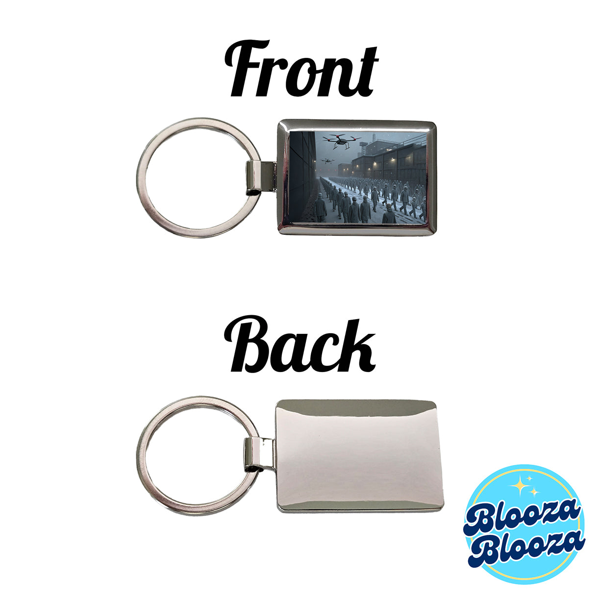 Sci-fi Futuristic Dystopian Society of Mindless Drones Rectangle Metal Keychain
