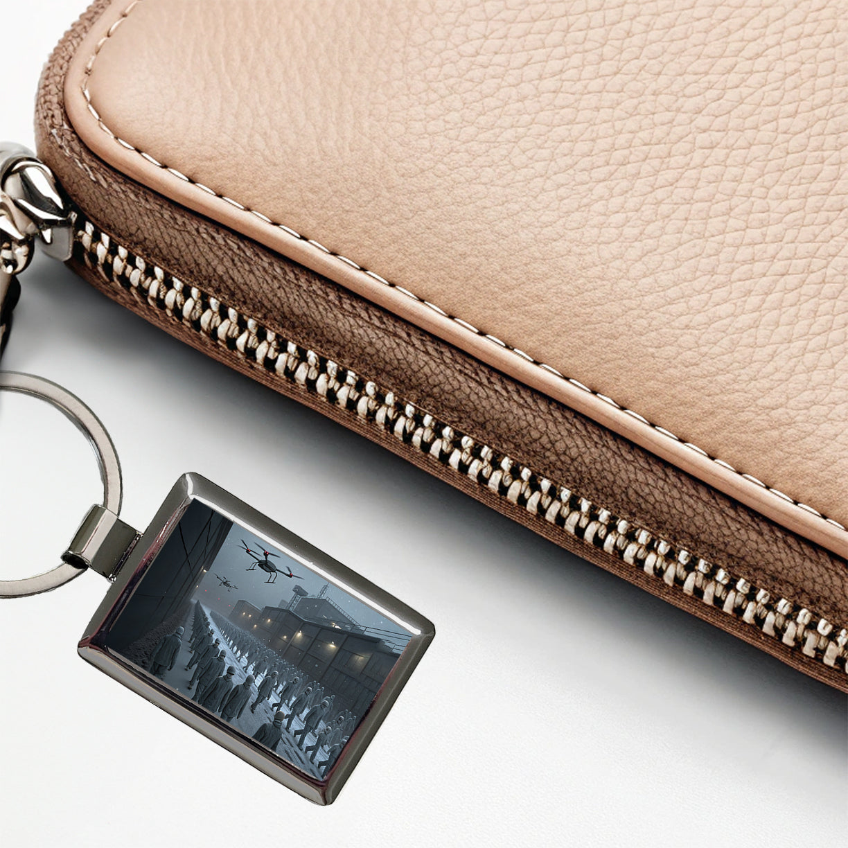 Sci-fi Futuristic Dystopian Society of Mindless Drones Rectangle Metal Keychain