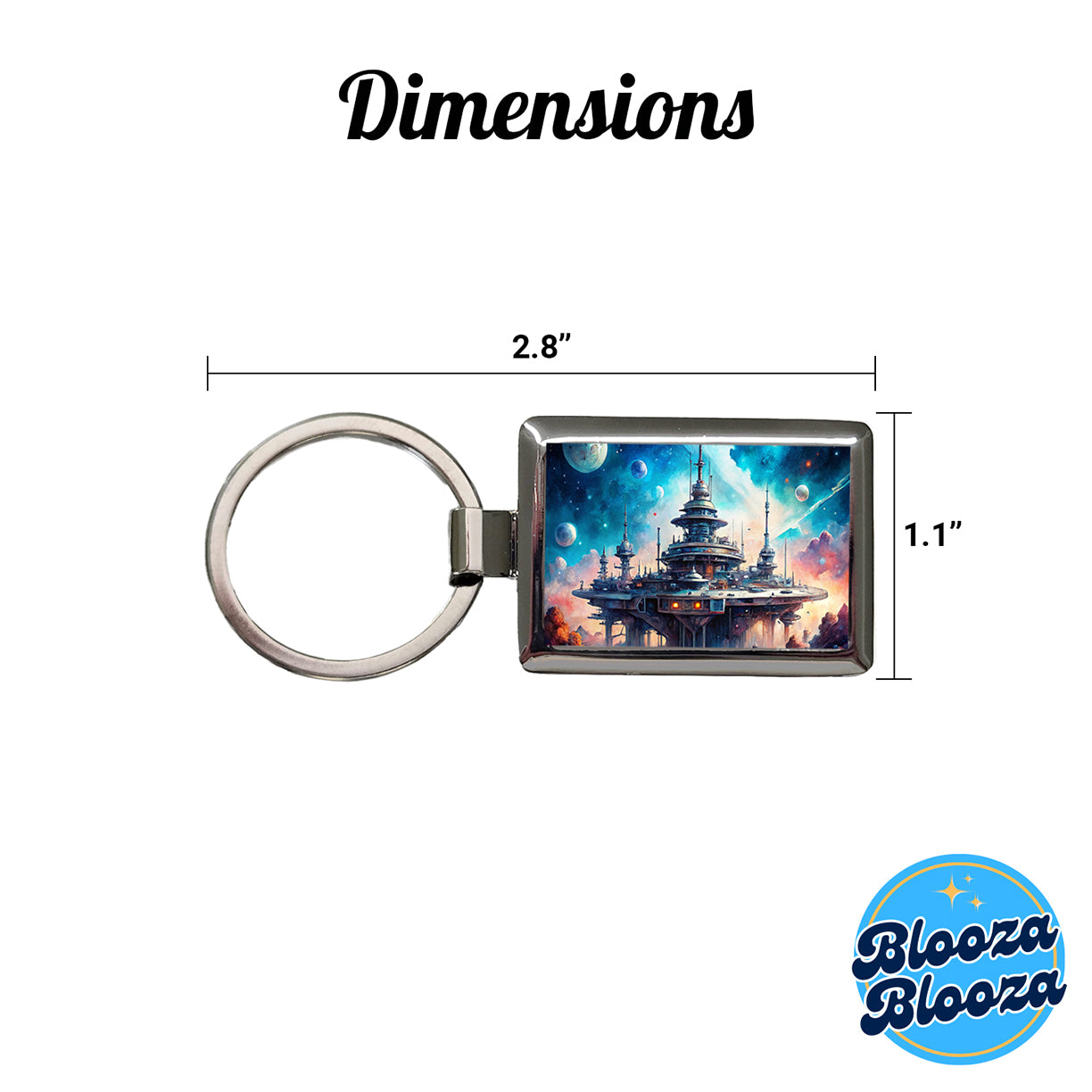 Sci-fi Military Space Station Rectangle Metal Keychain