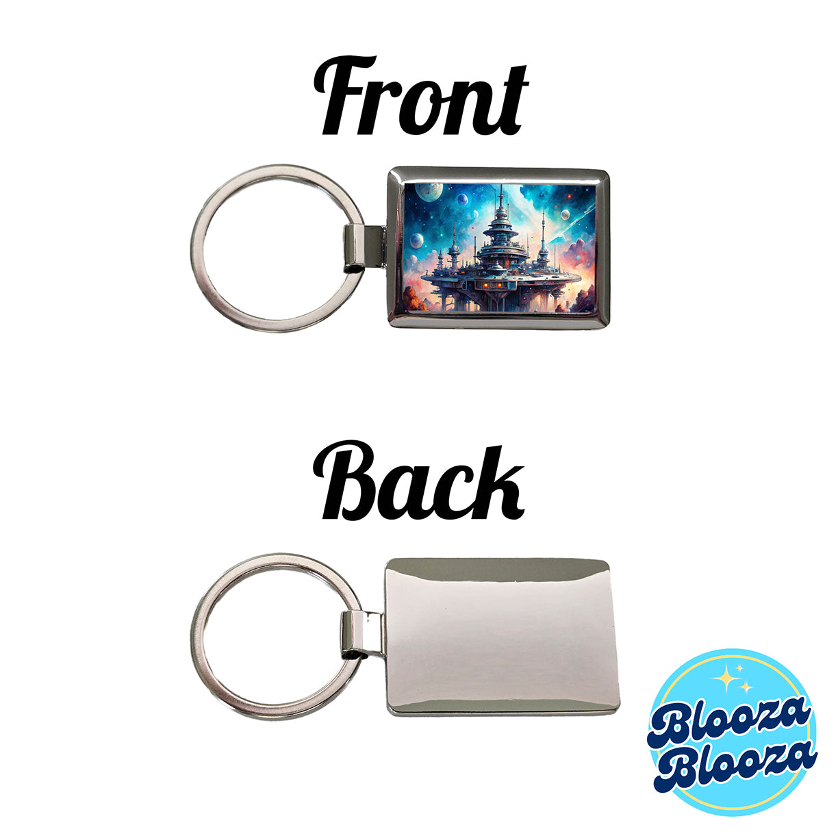 Sci-fi Military Space Station Rectangle Metal Keychain