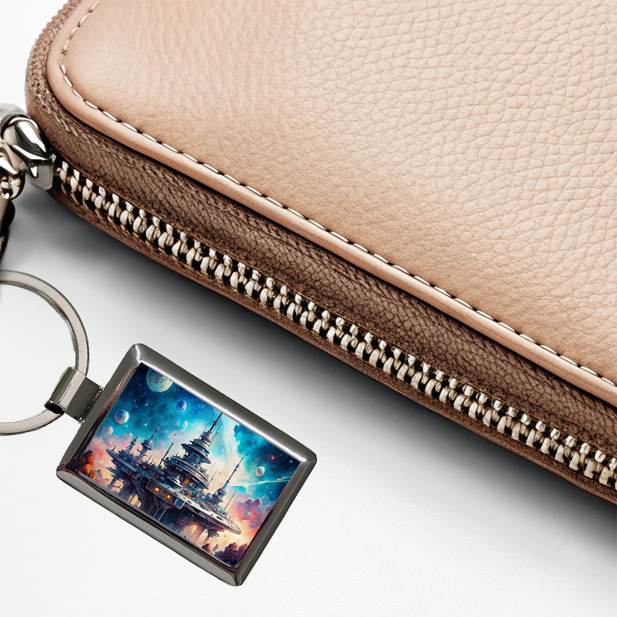 Sci-fi Military Space Station Rectangle Metal Keychain
