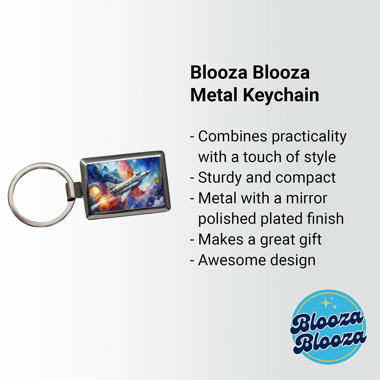 Sci-fi Military Transport Spaceship Watercolor Rectangle Metal Keychain