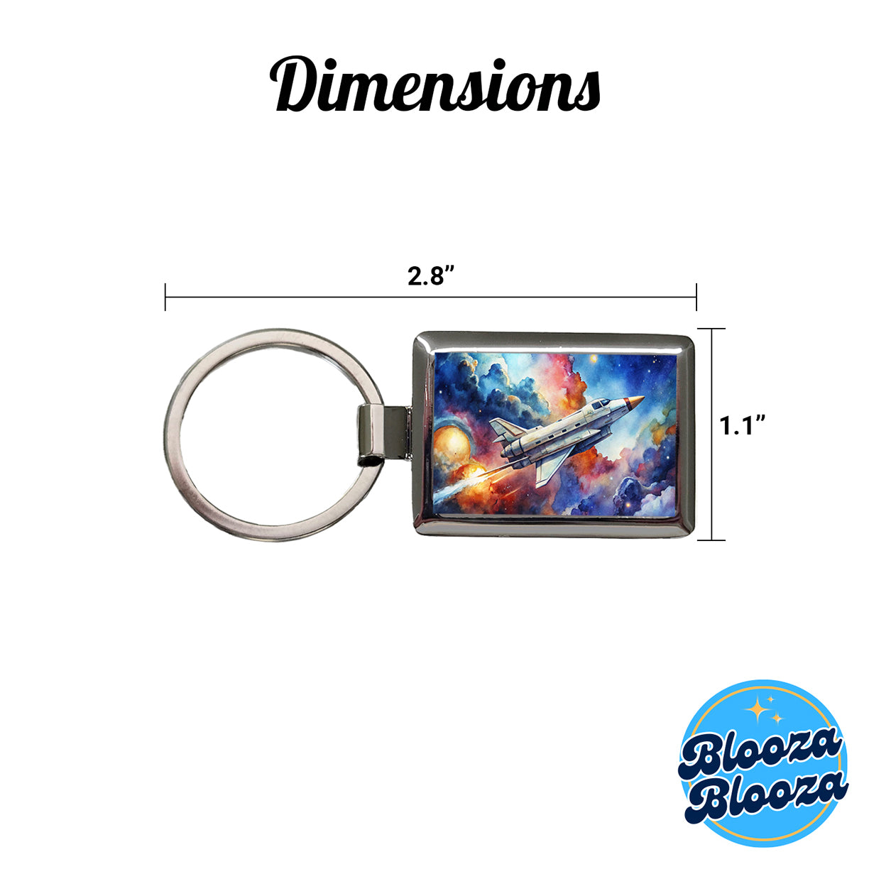 Sci-fi Military Transport Spaceship Watercolor Rectangle Metal Keychain