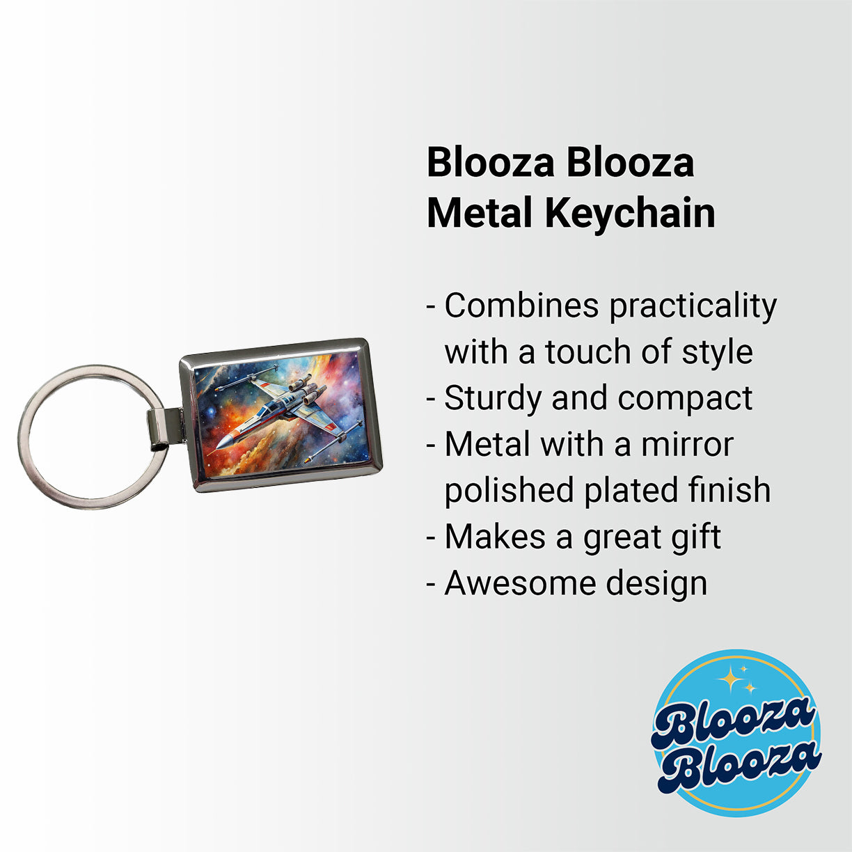 Sci-fi Space Starfighter Rectangle Metal Keychain