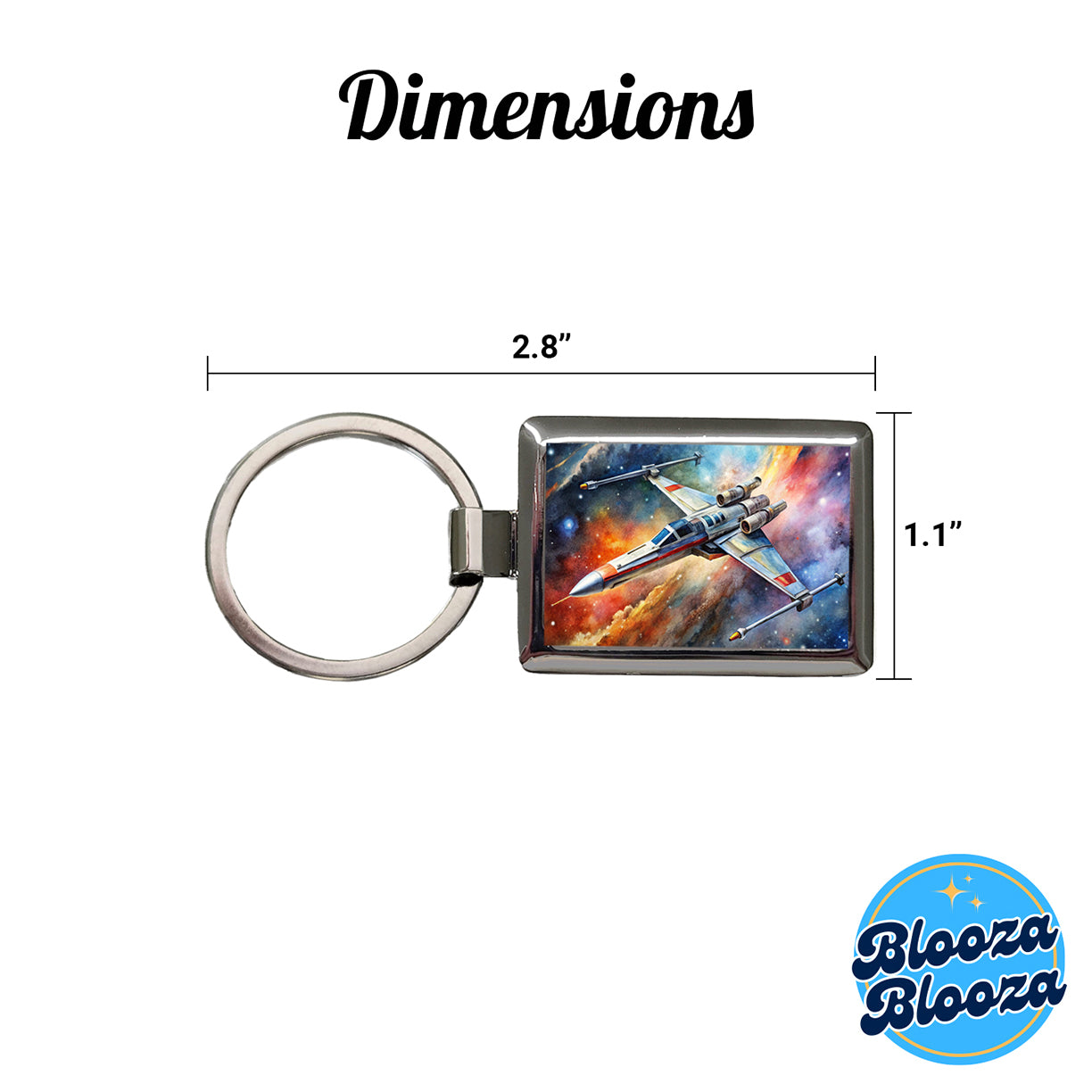 Sci-fi Space Starfighter Rectangle Metal Keychain