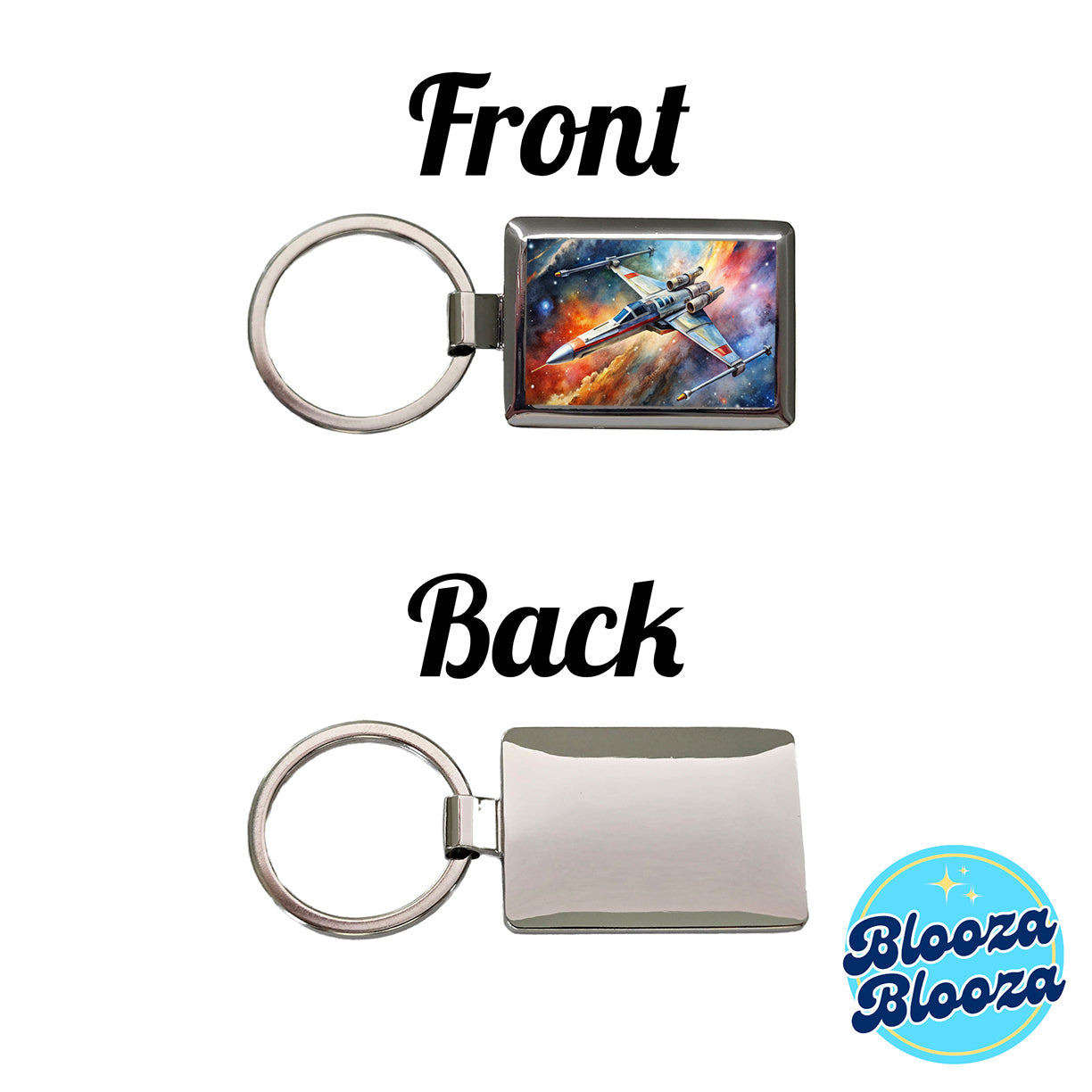 Sci-fi Space Starfighter Rectangle Metal Keychain