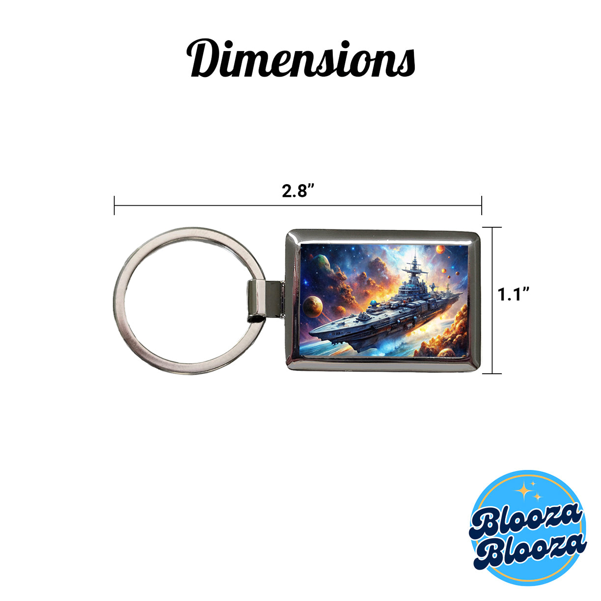 Sci-fi Space Warship Battleship Rectangle Metal Keychain