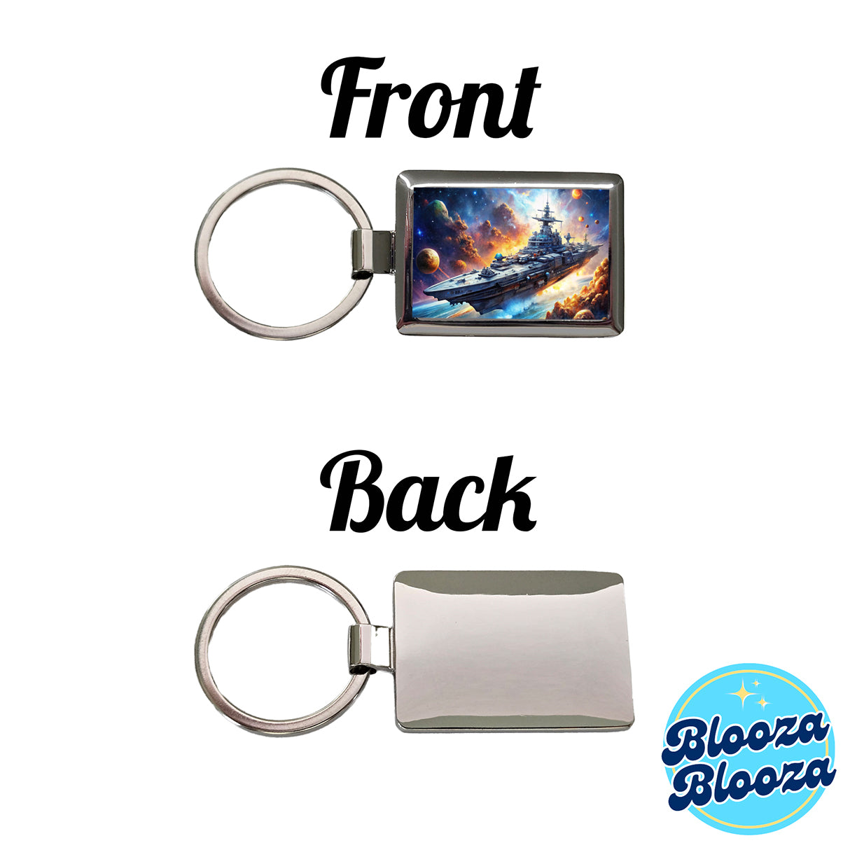 Sci-fi Space Warship Battleship Rectangle Metal Keychain