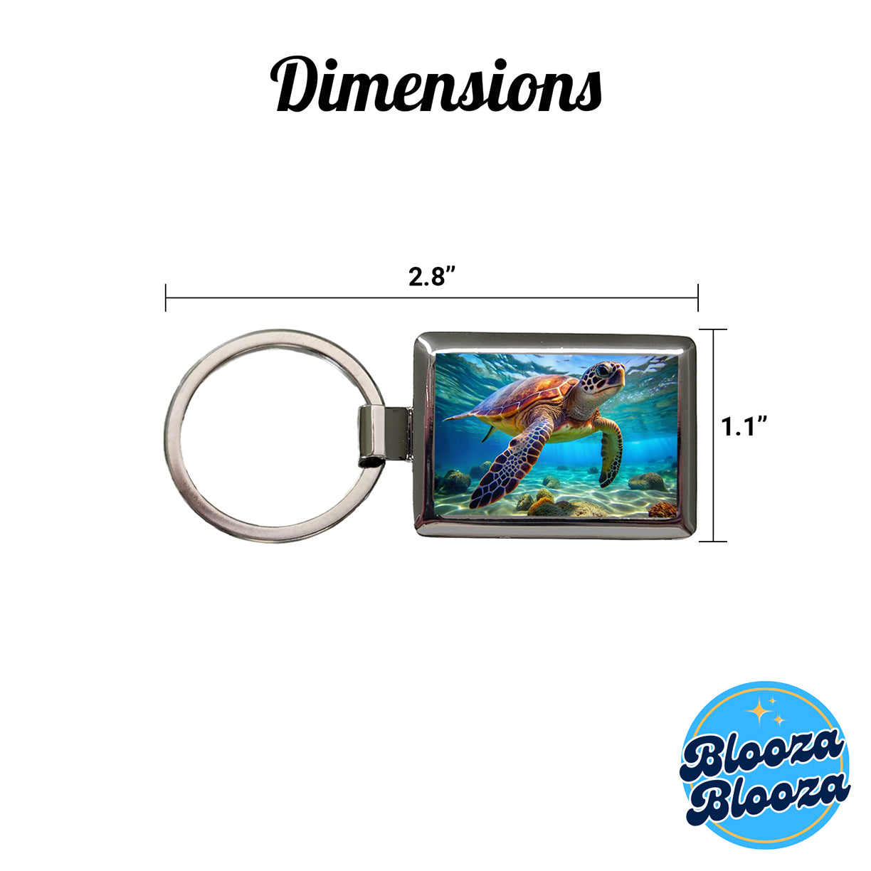 Sea Turtle Rectangle Metal Keychain