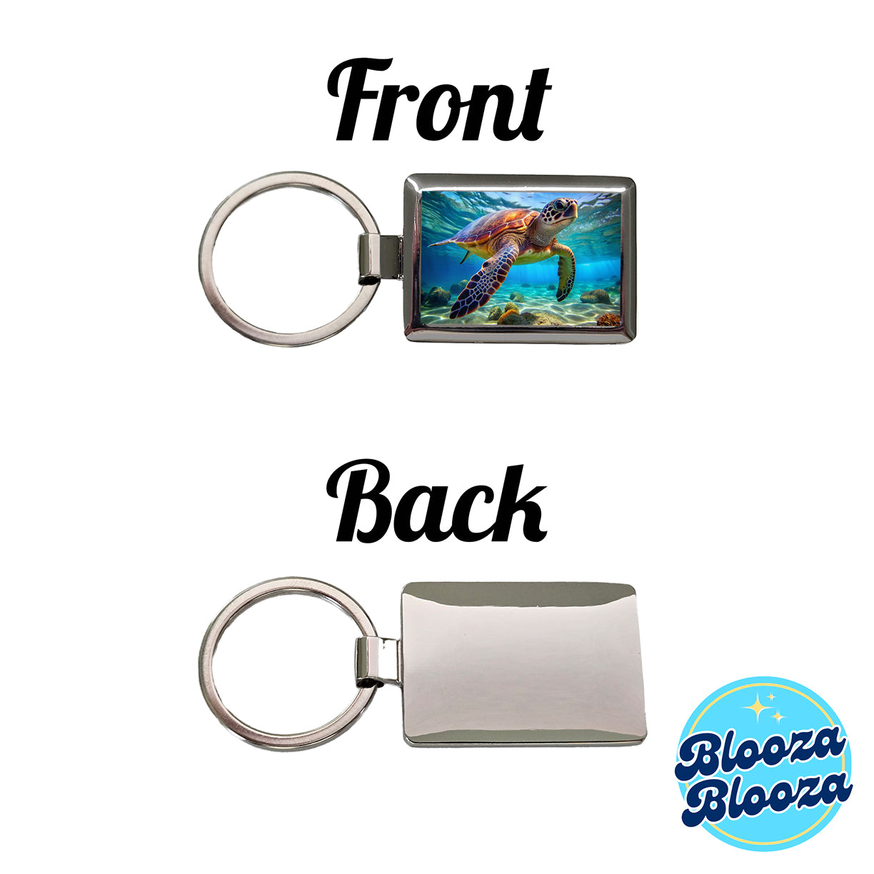 Sea Turtle Rectangle Metal Keychain