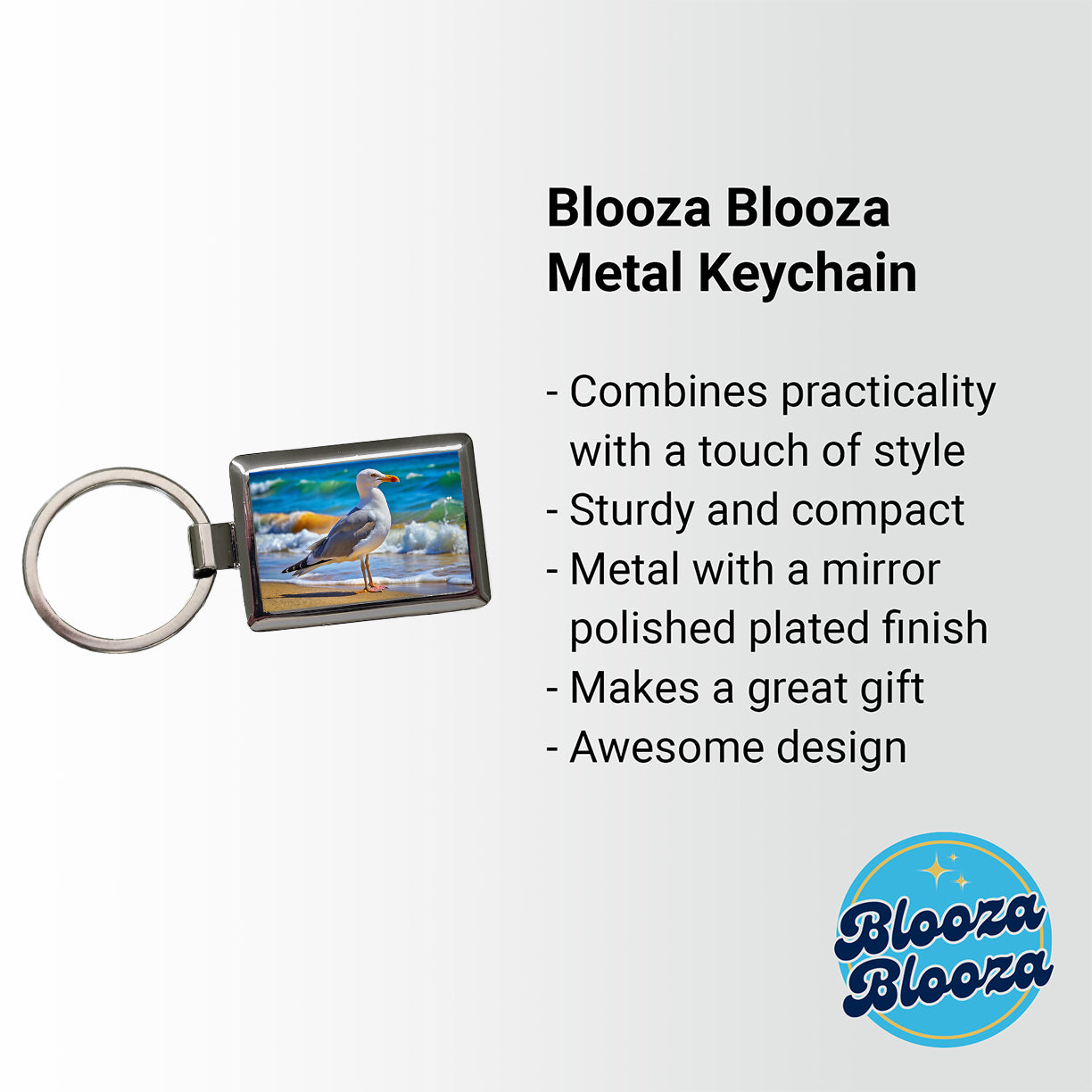 Seagull On Beach Rectangle Metal Keychain