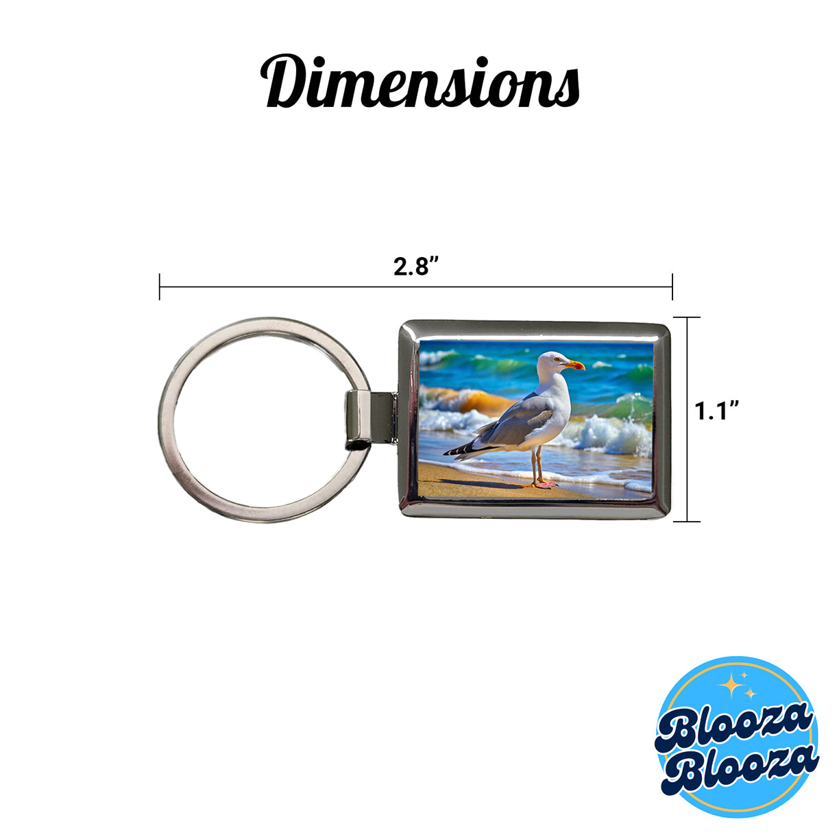 Seagull On Beach Rectangle Metal Keychain