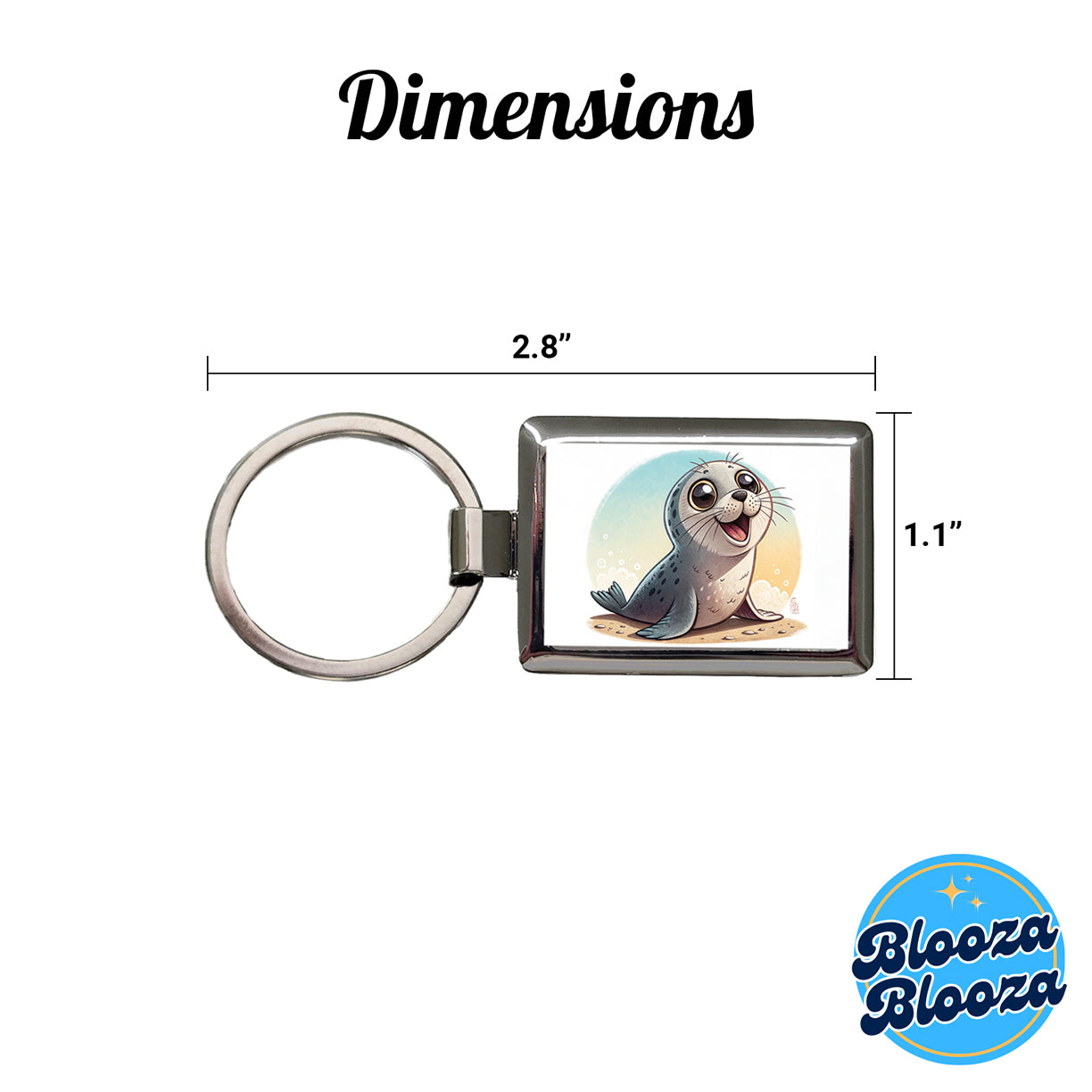 Seal Children's Illustration Style Rectangle Metal Keychain