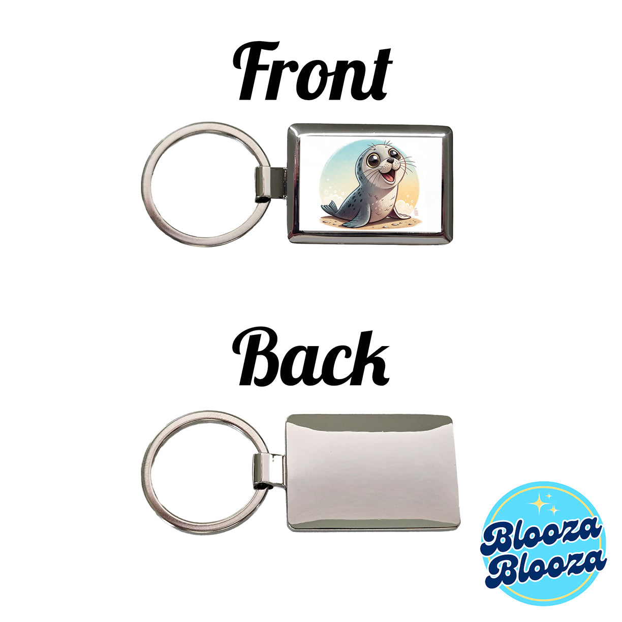 Seal Children's Illustration Style Rectangle Metal Keychain