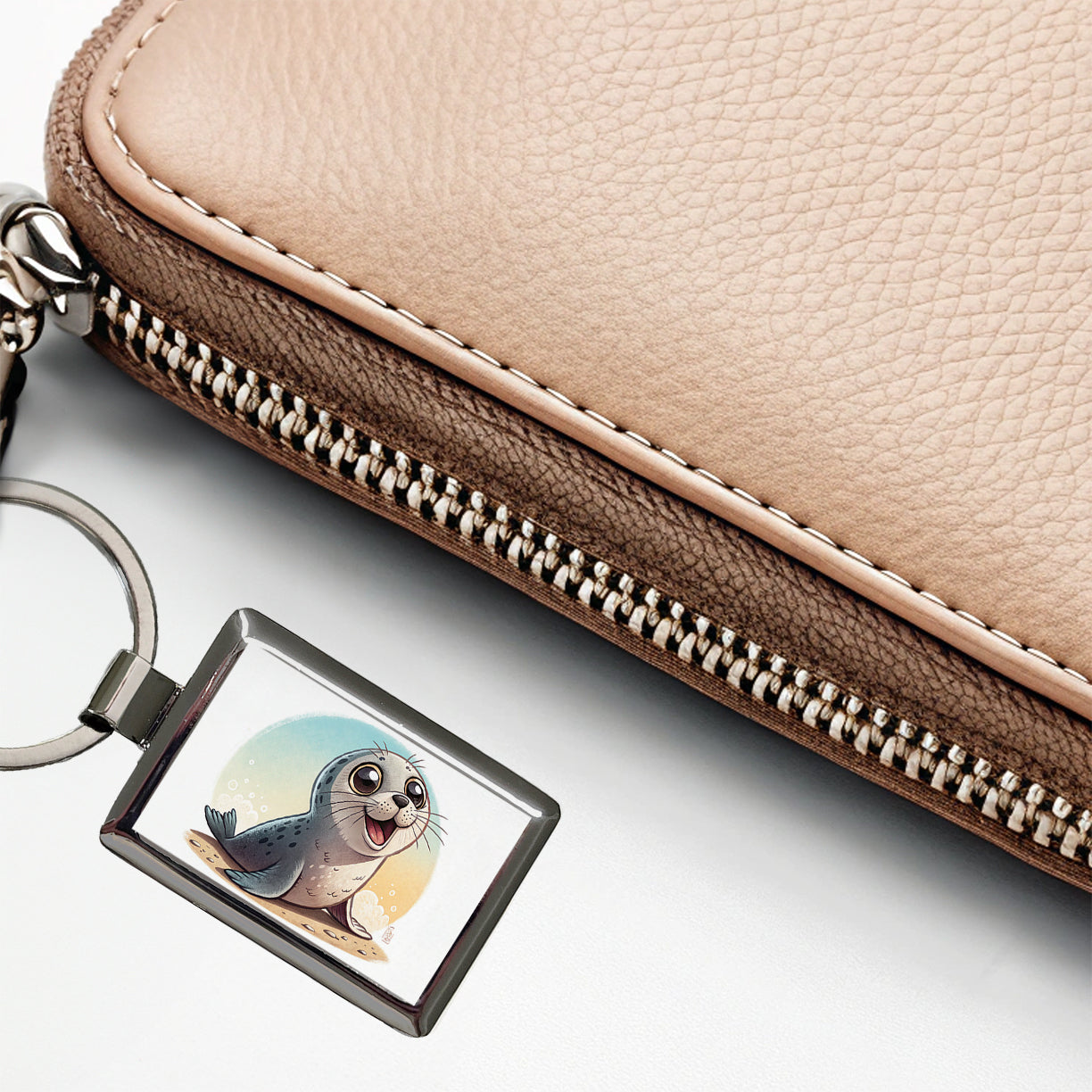 Seal Children's Illustration Style Rectangle Metal Keychain