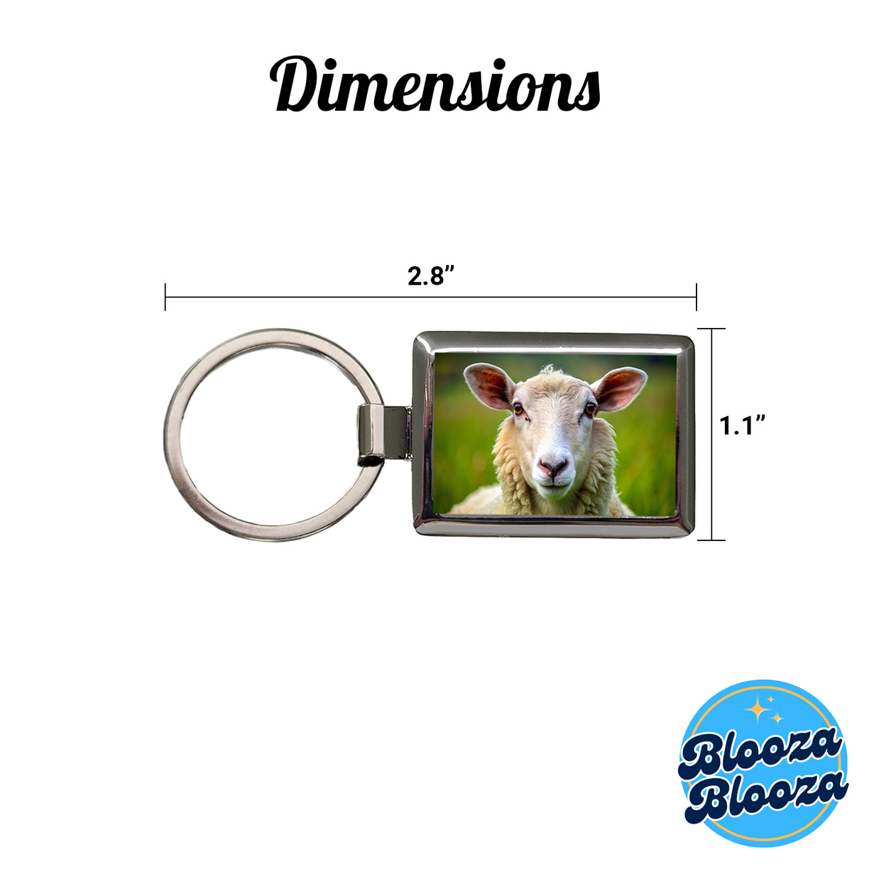 Sheep Rectangle Metal Keychain