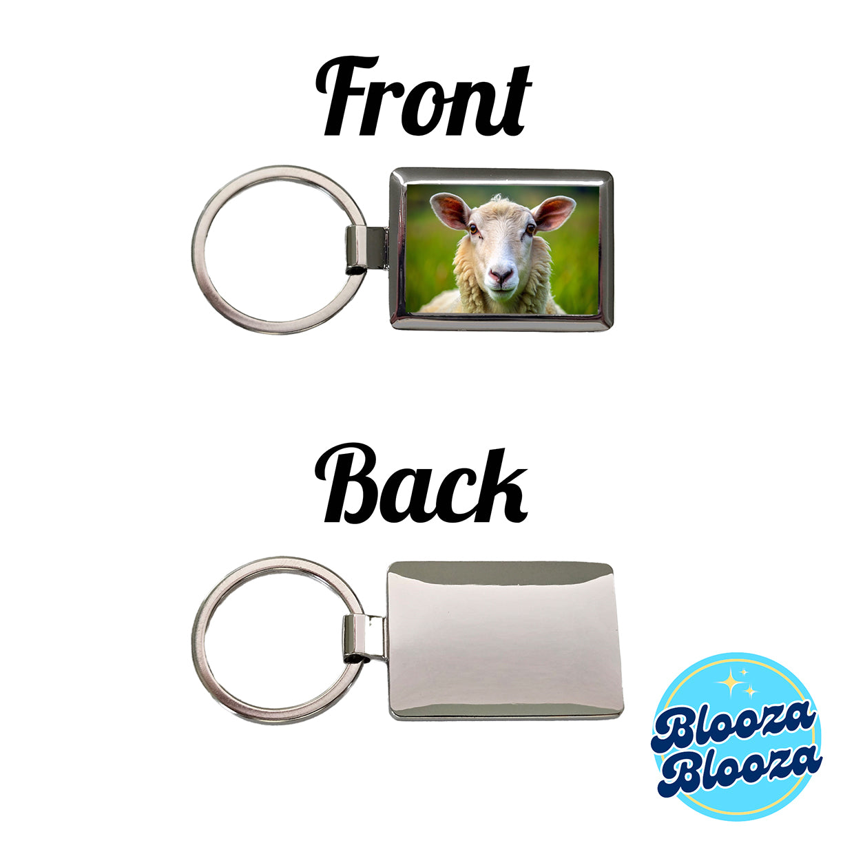 Sheep Rectangle Metal Keychain