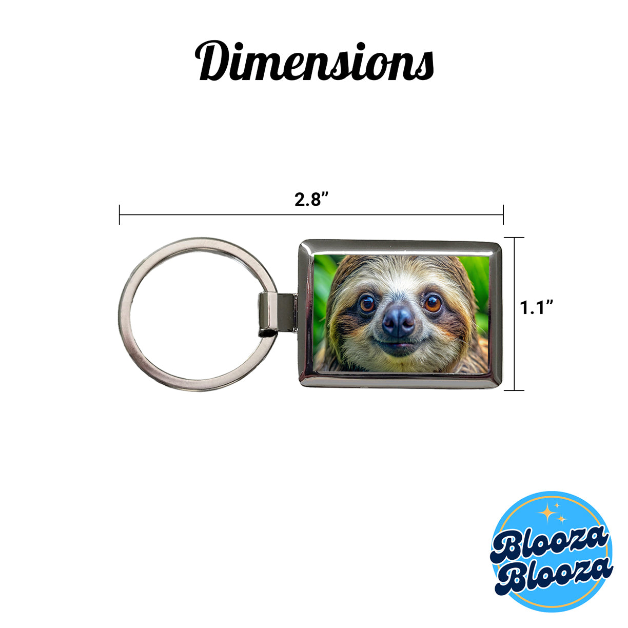 Sloth Face Rectangle Metal Keychain