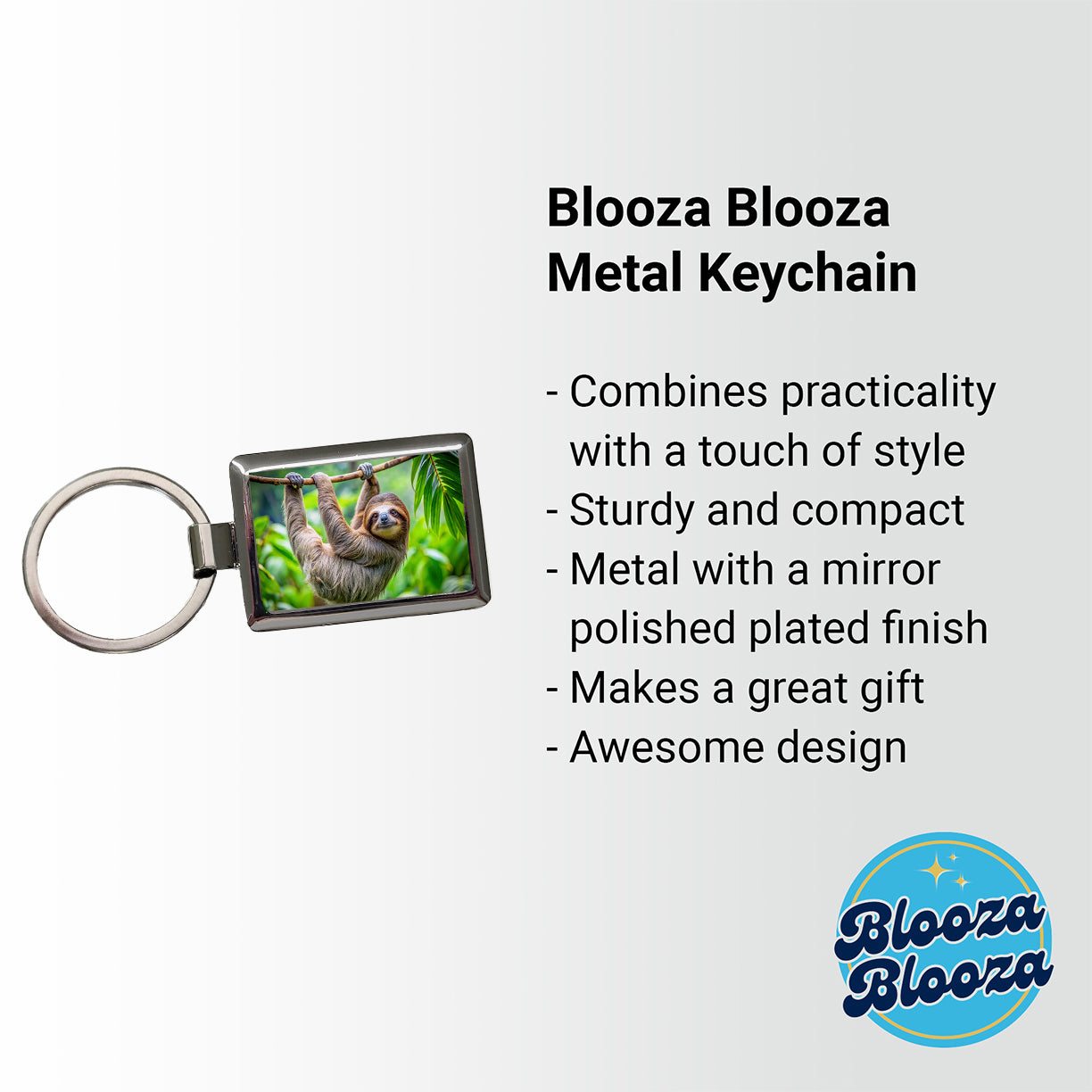 Sloth Hanging From Branch Rectangle Metal Keychain
