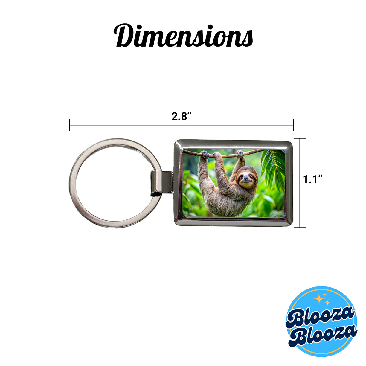 Sloth Hanging From Branch Rectangle Metal Keychain