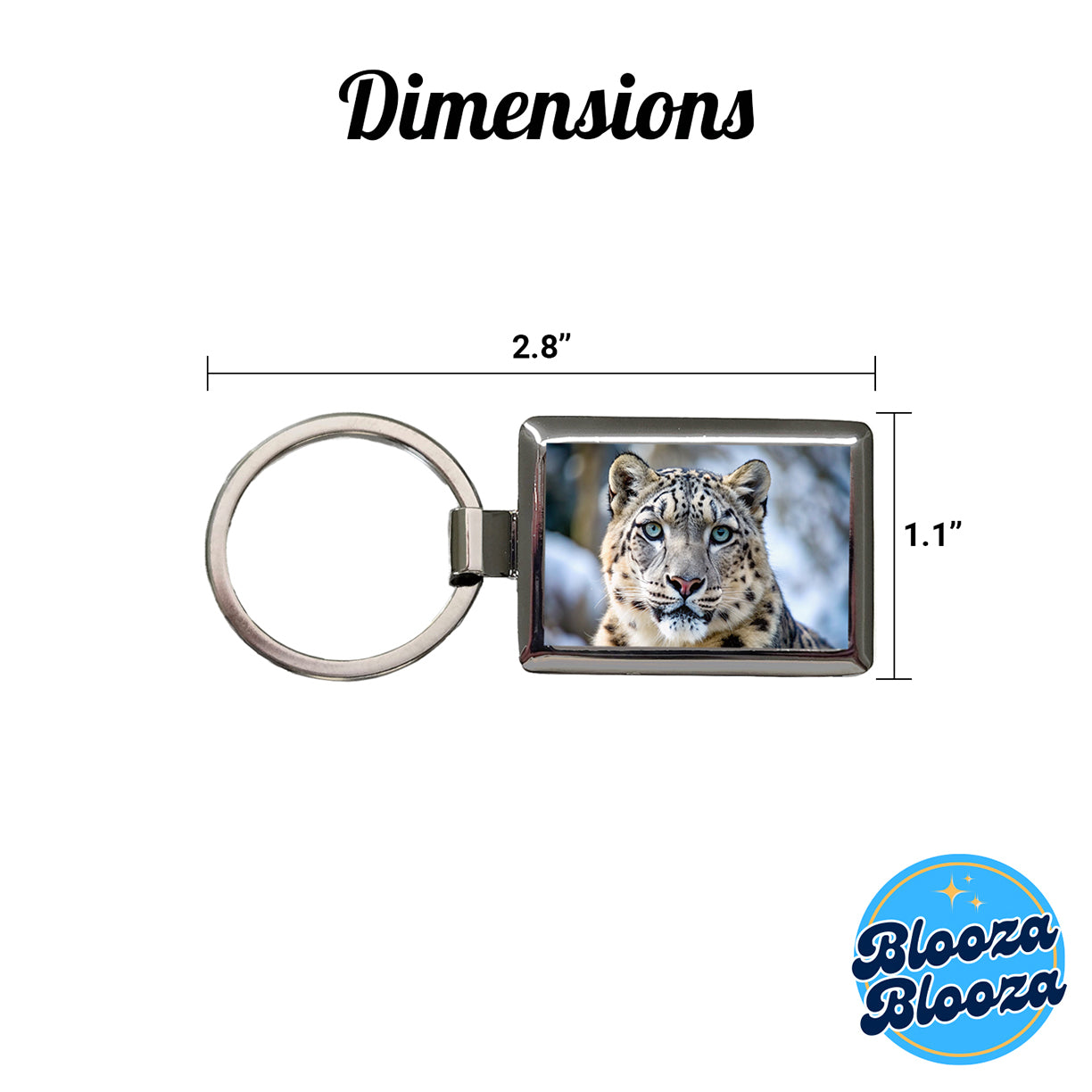 Snow Leopard Rectangle Metal Keychain