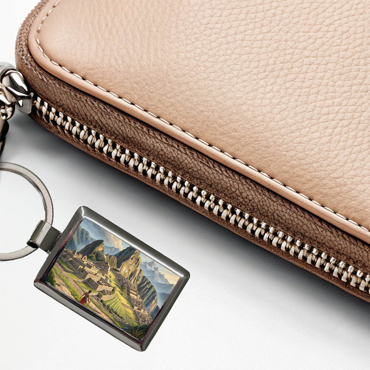 South American Inca Empire Rectangle Metal Keychain