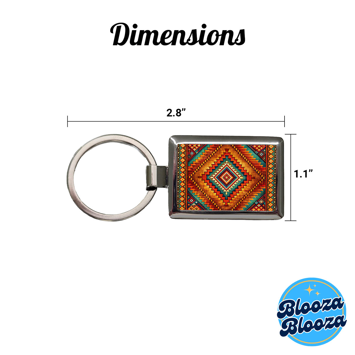 Southwestern Tribal Pattern Design Rectangle Metal Keychain