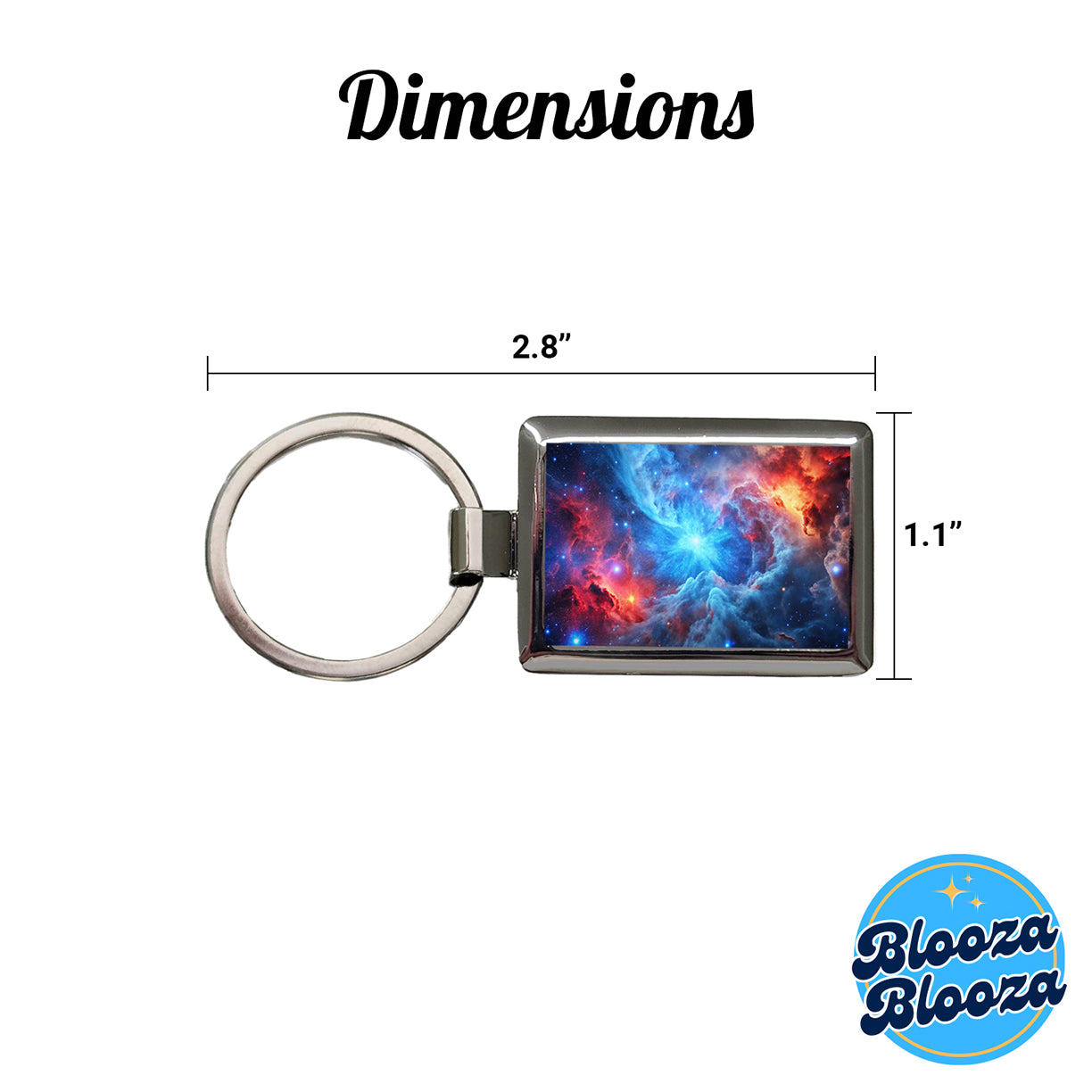 Space Galaxy Nebula Blue Red Rectangle Metal Keychain