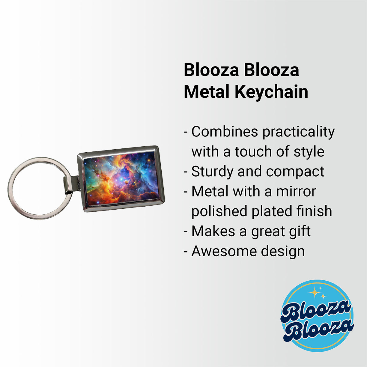 Space Galaxy Nebula Colorful Rainbow Rectangle Metal Keychain