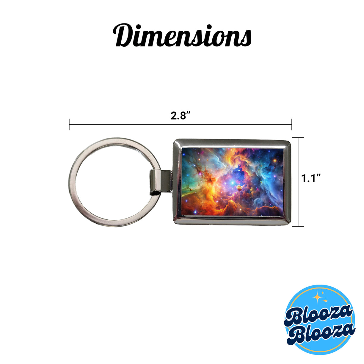 Space Galaxy Nebula Colorful Rainbow Rectangle Metal Keychain