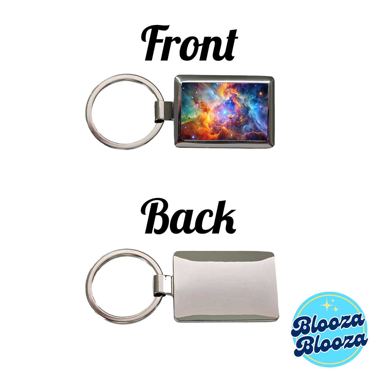 Space Galaxy Nebula Colorful Rainbow Rectangle Metal Keychain