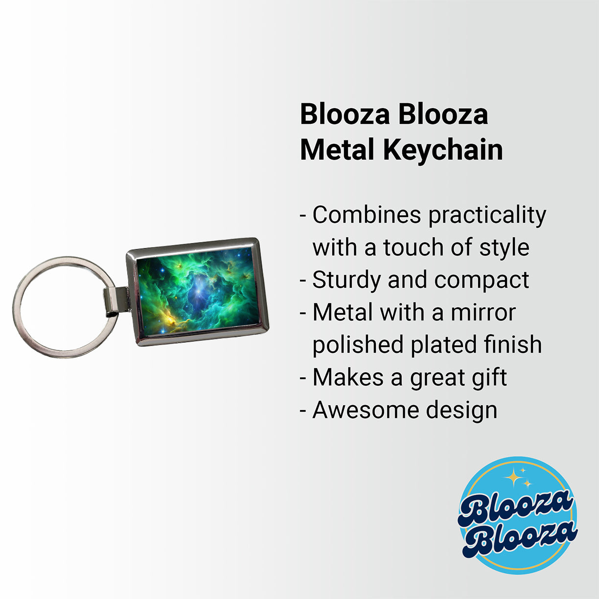 Space Galaxy Nebula Green Blue Rectangle Metal Keychain
