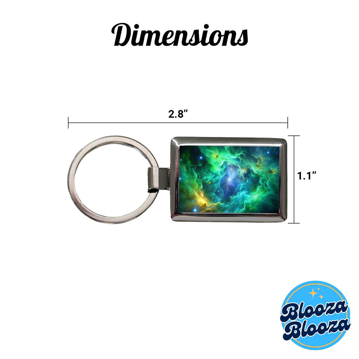 Space Galaxy Nebula Green Blue Rectangle Metal Keychain