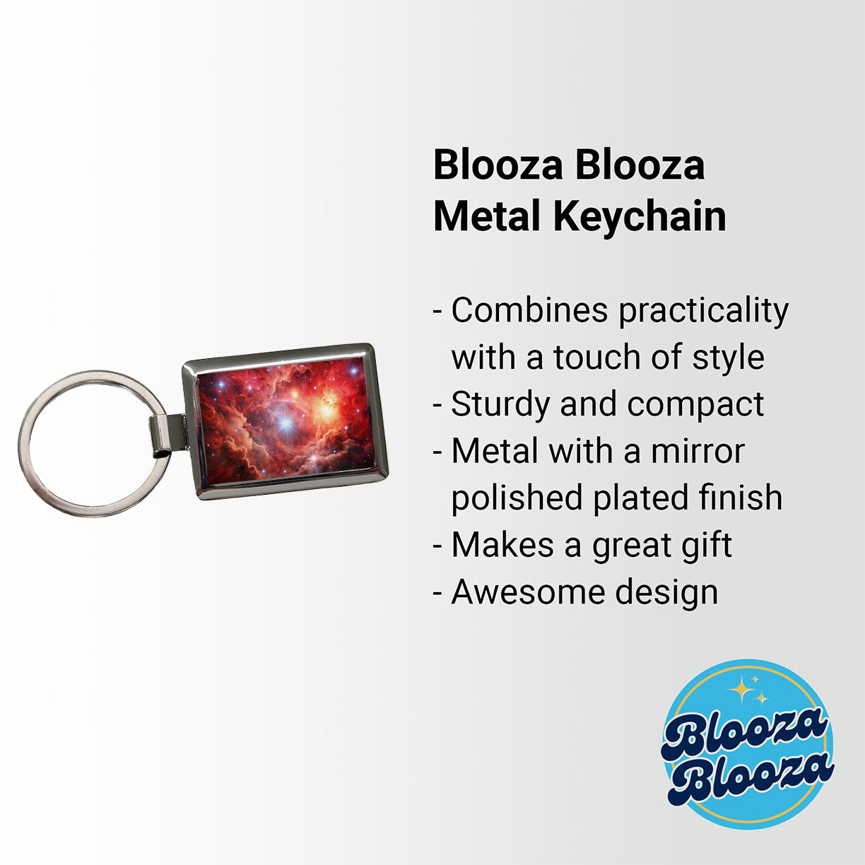 Space Galaxy Nebula Red Rectangle Metal Keychain