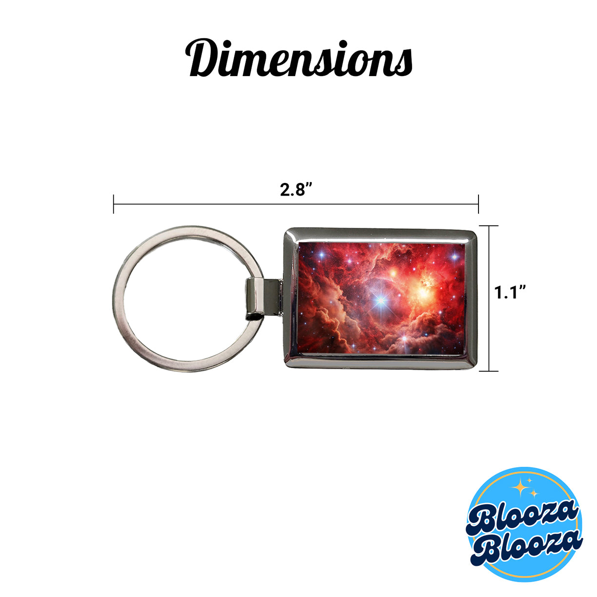 Space Galaxy Nebula Red Rectangle Metal Keychain