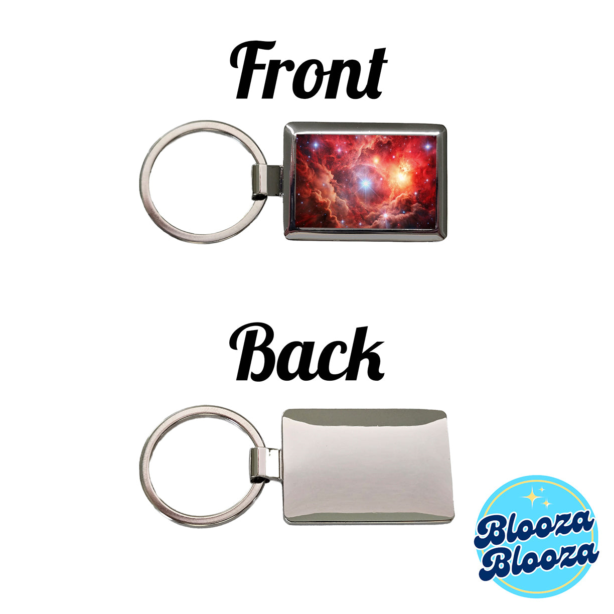Space Galaxy Nebula Red Rectangle Metal Keychain