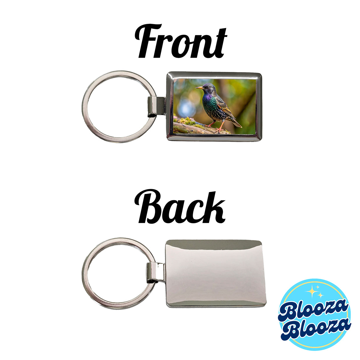 Starling Backyard Bird Rectangle Metal Keychain